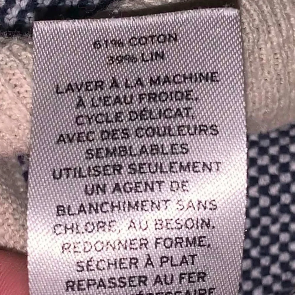 Nordstrom Sweater Mens Large Blue Tan Stripe Cotton Linen Crewneck Coastal Prep
